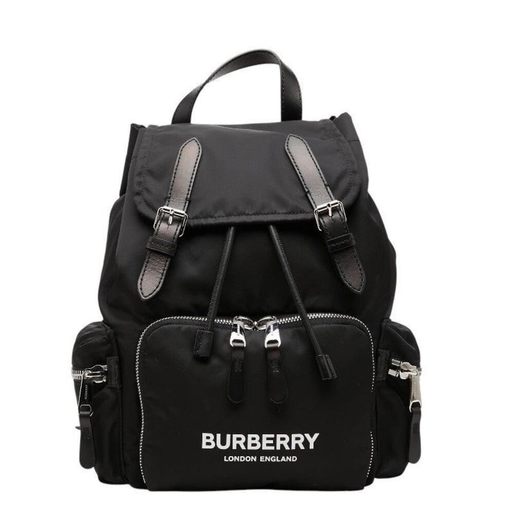 Burberry Calf Nylon Logo Print Backpack Black